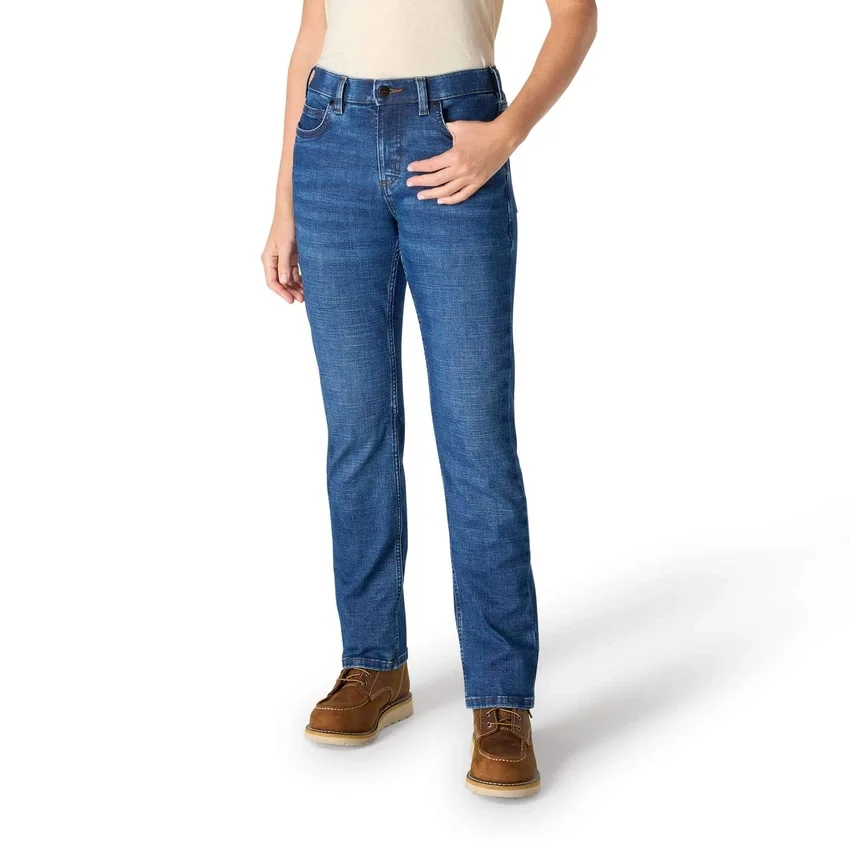 Essential-stretchjeans til kvinder med mellemhøj talje og lige ben