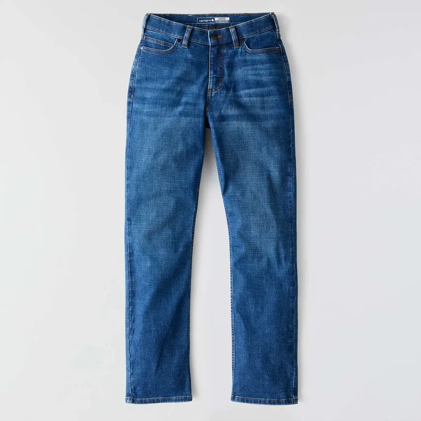 Essential-stretchjeans til kvinder med mellemhøj talje og lige ben