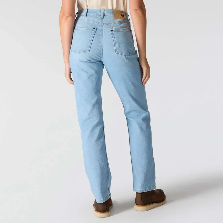 Essential-stretchjeans til kvinder med mellemhøj talje og lige ben