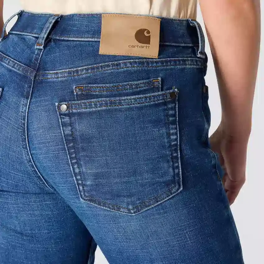 Essential-stretchjeans til kvinder med mellemhøj talje og lige ben