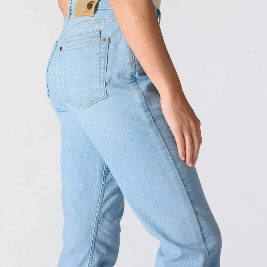 Essential-stretchjeans til kvinder med mellemhøj talje og lige ben