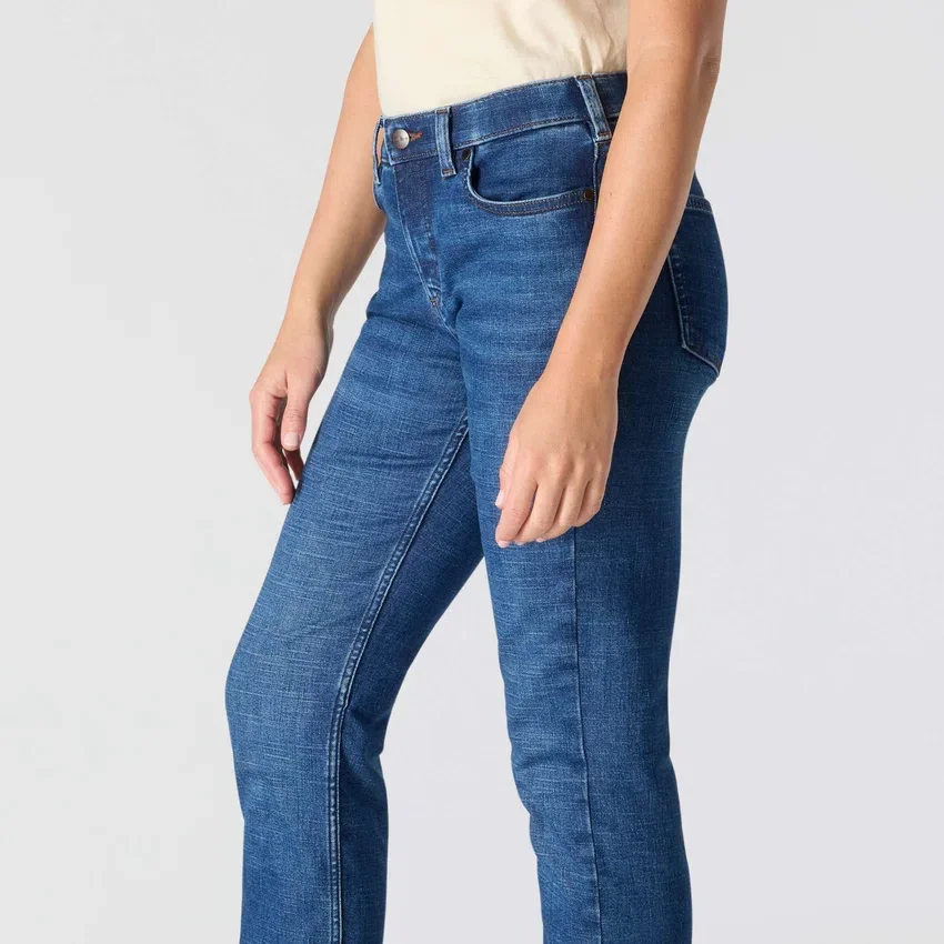 Essential-stretchjeans til kvinder med mellemhøj talje og lige ben