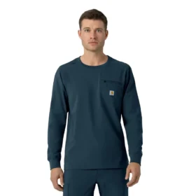 Force Cross-Flex langærmet scrub-bluse med rund hals