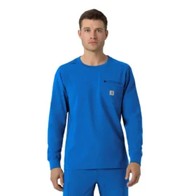 Force Cross-Flex langærmet scrub-bluse med rund hals