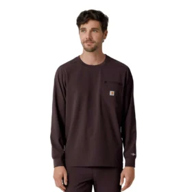Force Cross-Flex langærmet scrub-bluse med rund hals