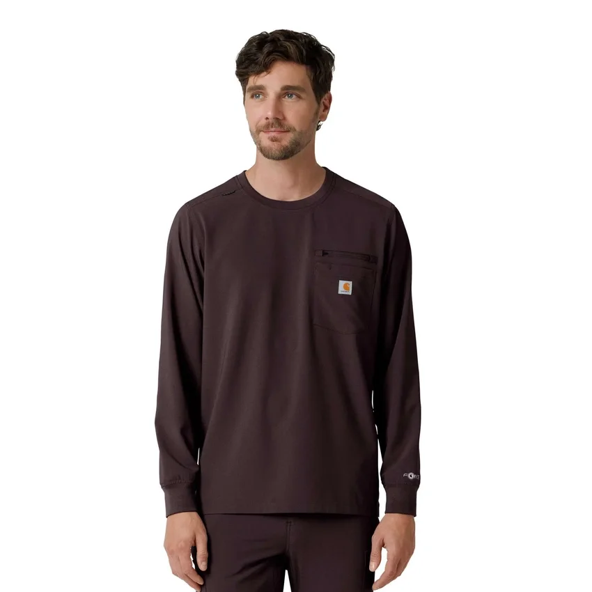 Force Cross-Flex langærmet scrub-bluse med rund hals