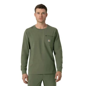 Force Cross-Flex langærmet scrub-bluse med rund hals