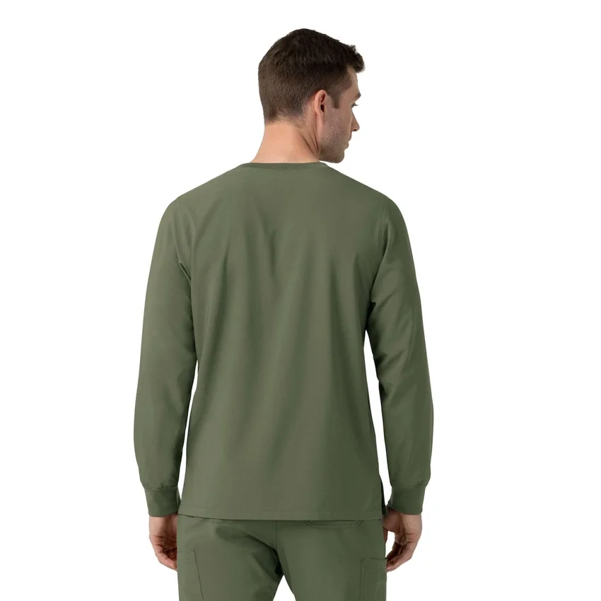Force Cross-Flex langærmet scrub-bluse med rund hals