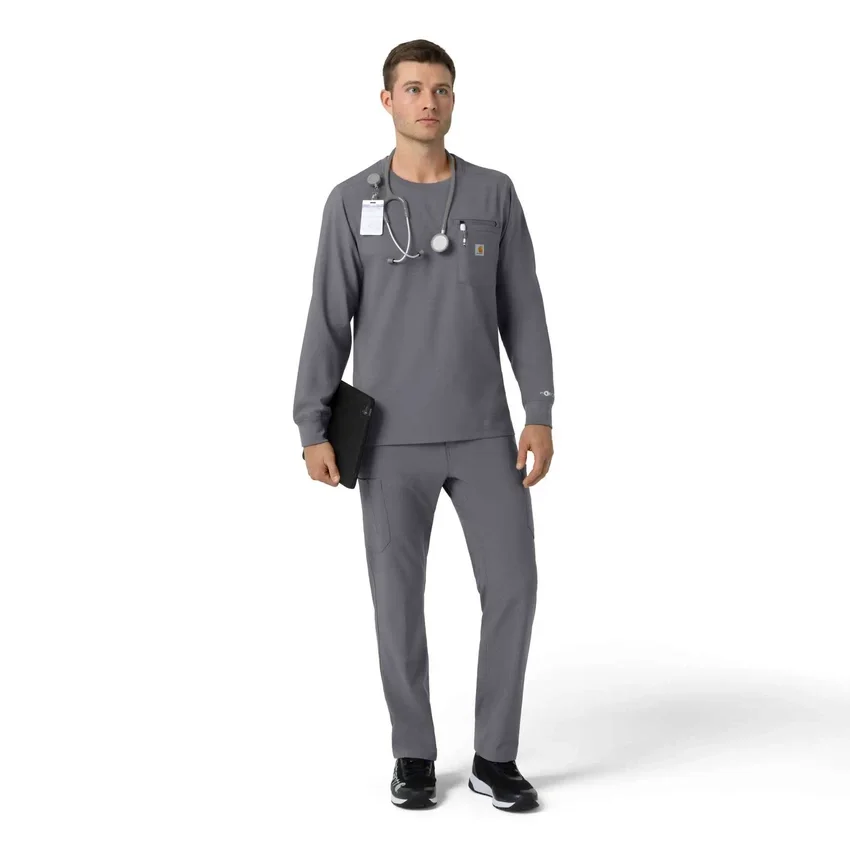 Force Cross-Flex langærmet scrub-bluse med rund hals