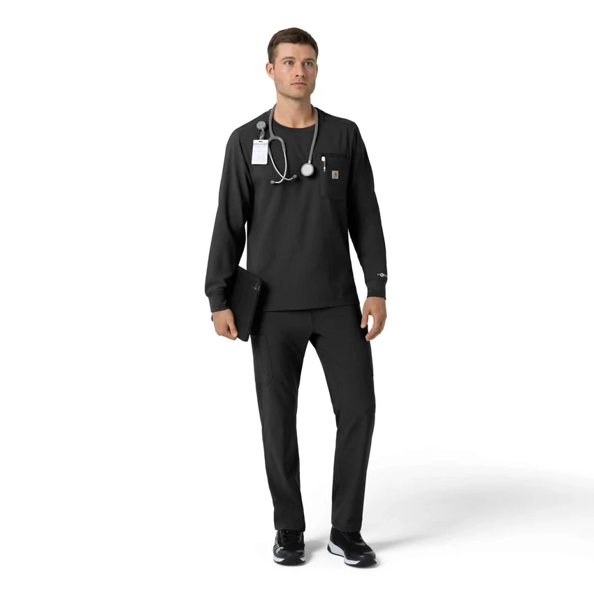 Force Cross-Flex langærmet scrub-bluse med rund hals