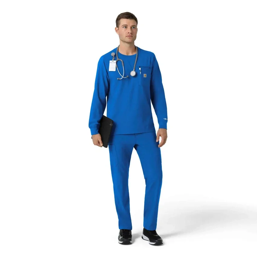 Force Cross-Flex langærmet scrub-bluse med rund hals