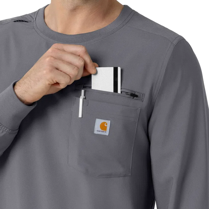 Force Cross-Flex langærmet scrub-bluse med rund hals