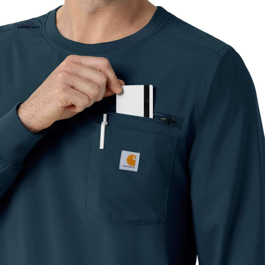 Force Cross-Flex langærmet scrub-bluse med rund hals