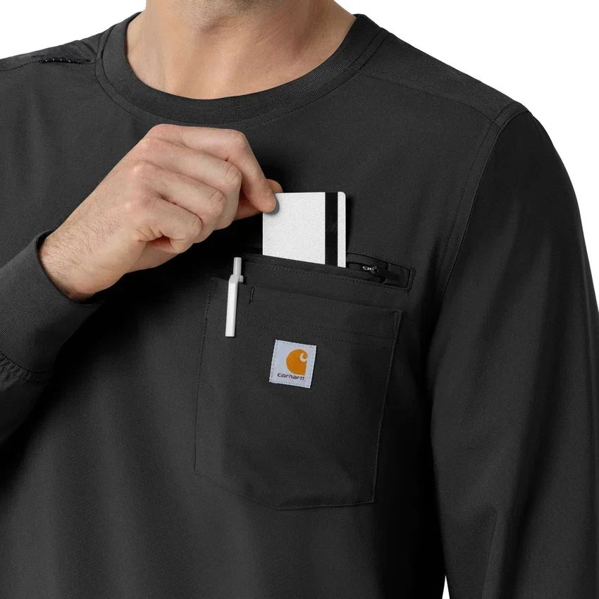 Force Cross-Flex langærmet scrub-bluse med rund hals