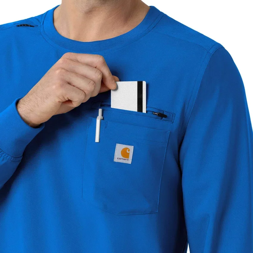 Force Cross-Flex langærmet scrub-bluse med rund hals