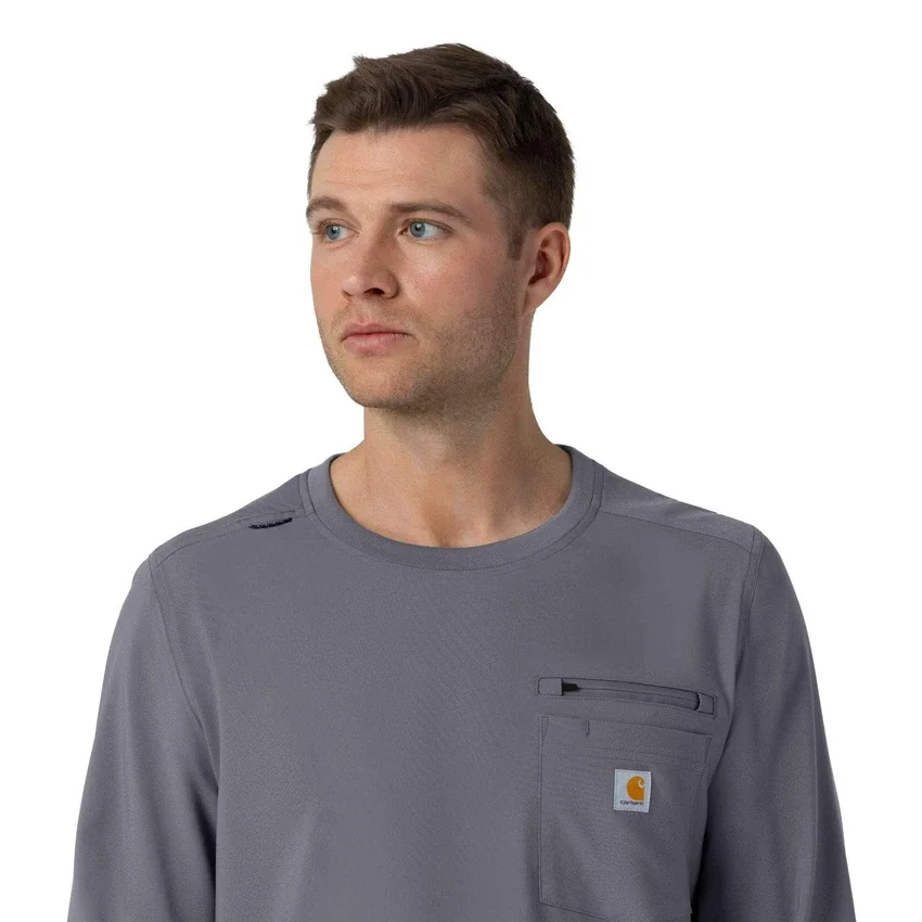 Force Cross-Flex langærmet scrub-bluse med rund hals