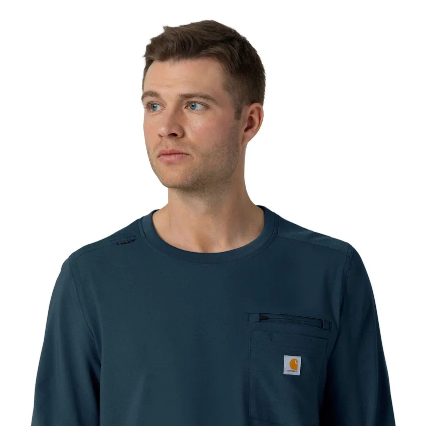 Force Cross-Flex langærmet scrub-bluse med rund hals