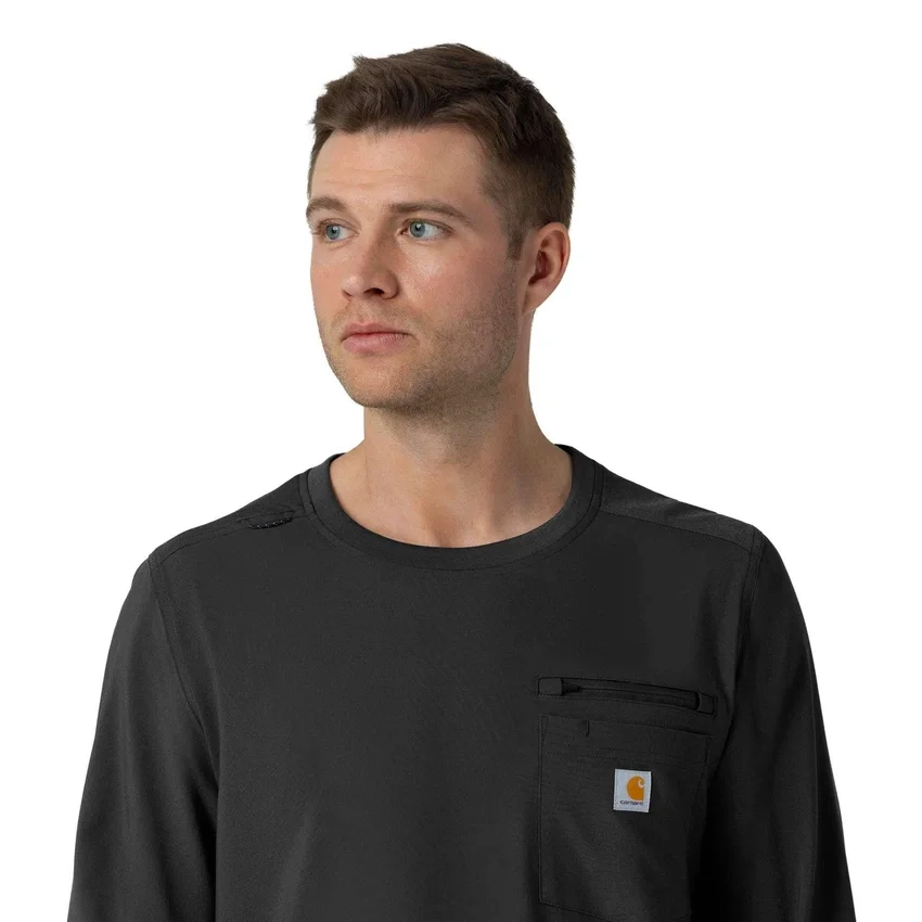 Force Cross-Flex langærmet scrub-bluse med rund hals