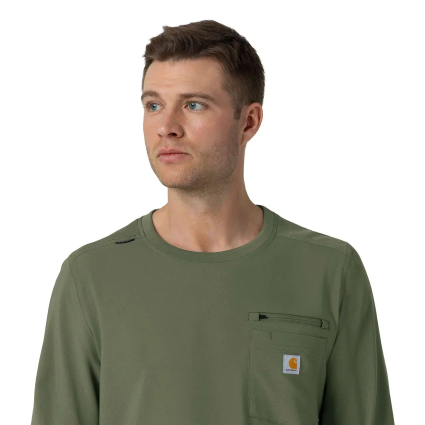 Force Cross-Flex langærmet scrub-bluse med rund hals