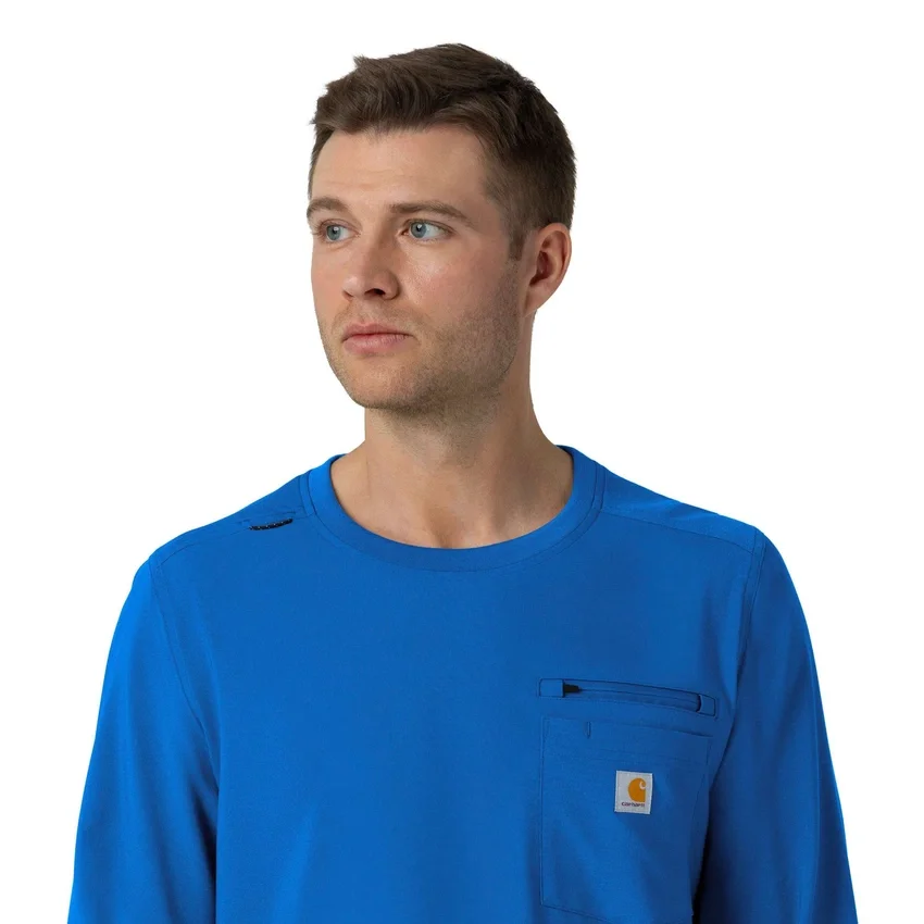 Force Cross-Flex langærmet scrub-bluse med rund hals