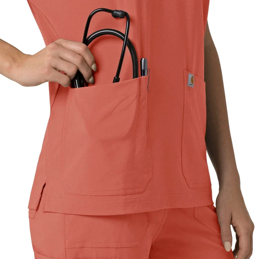 Force Cross-Flex oversize V-hals-scrubbluse til kvinder