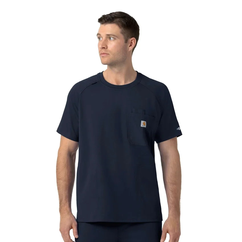 Force Cross-Flex strikket scrubs-bluse med rund hals
