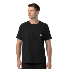 Force Cross-Flex strikket scrubs-bluse med rund hals