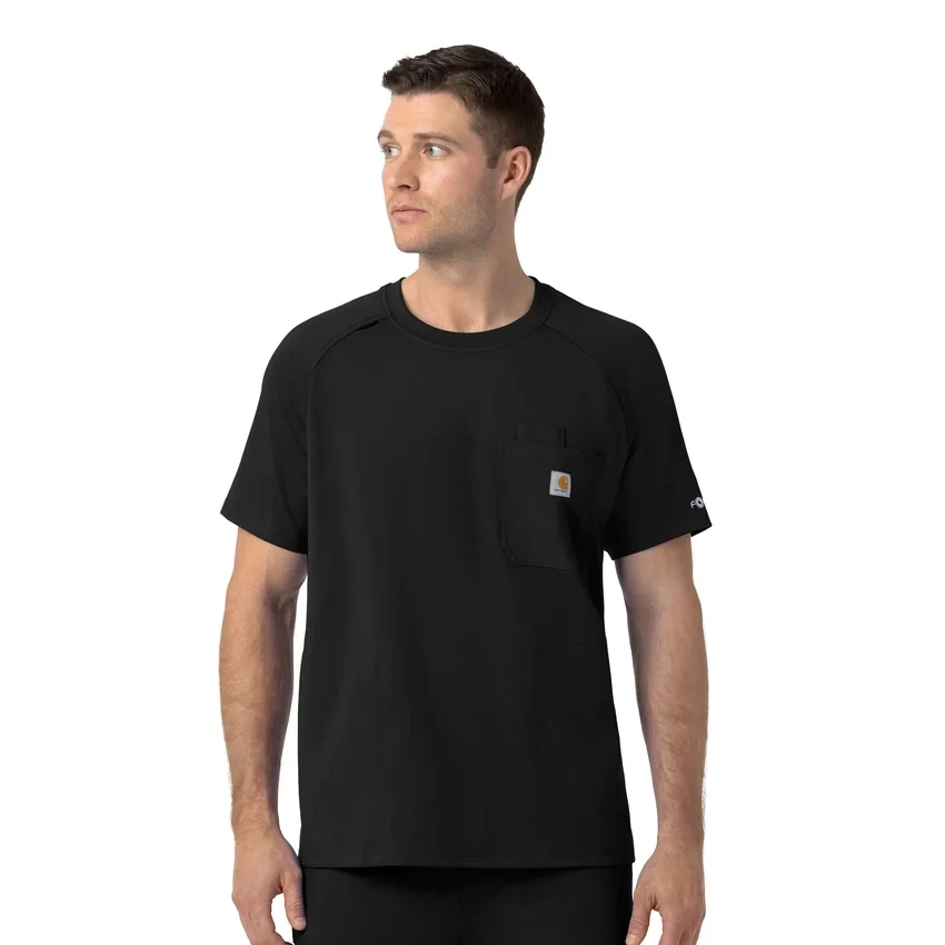 Force Cross-Flex strikket scrubs-bluse med rund hals