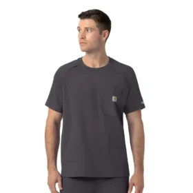 Force Cross-Flex strikket scrubs-bluse med rund hals
