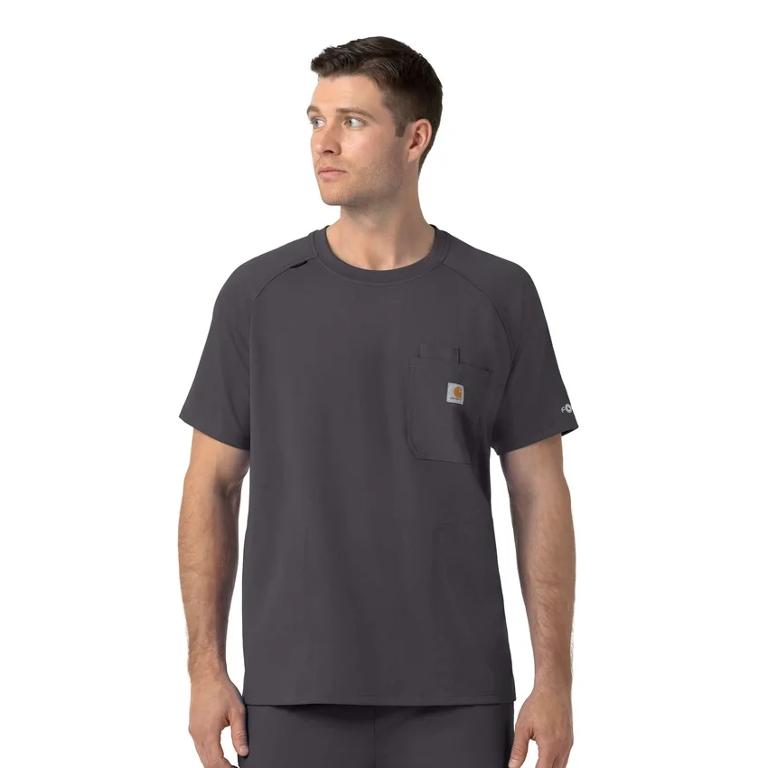 Force Cross-Flex strikket scrubs-bluse med rund hals