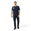 Force Cross-Flex strikket scrubs-bluse med rund hals