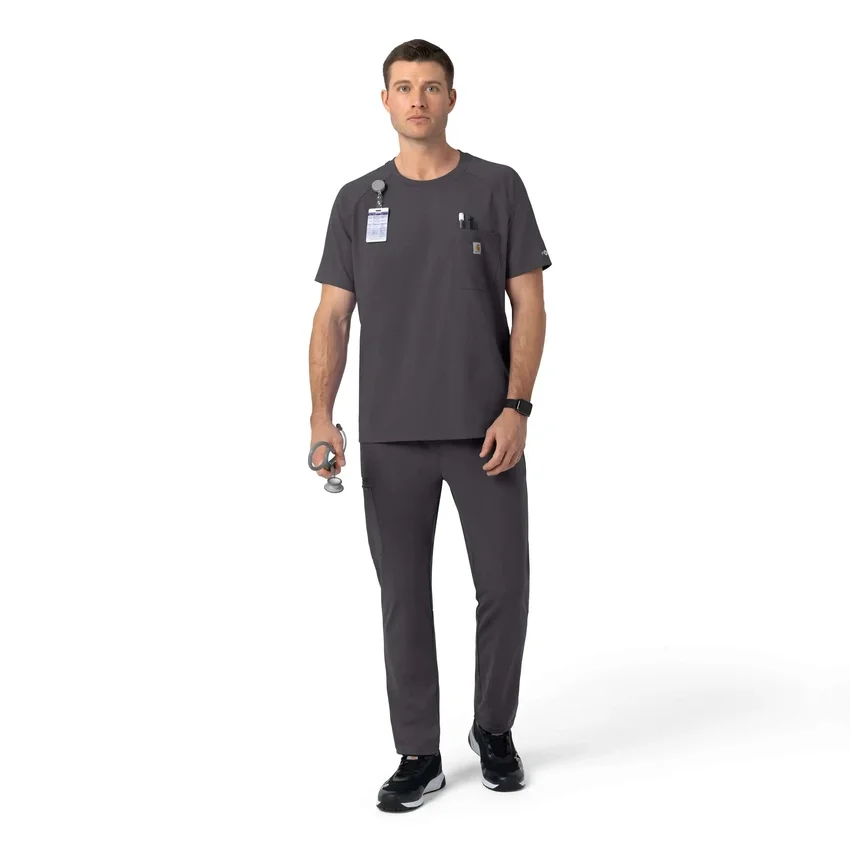 Force Cross-Flex strikket scrubs-bluse med rund hals