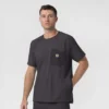 Force Cross-Flex strikket scrubs-bluse med rund hals