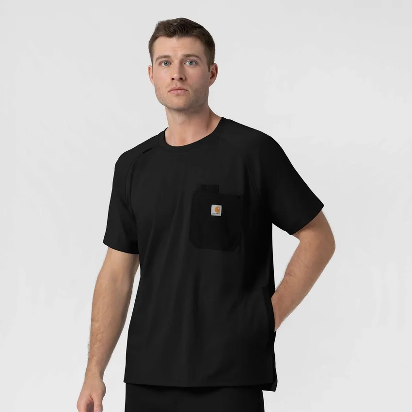 Force Cross-Flex strikket scrubs-bluse med rund hals