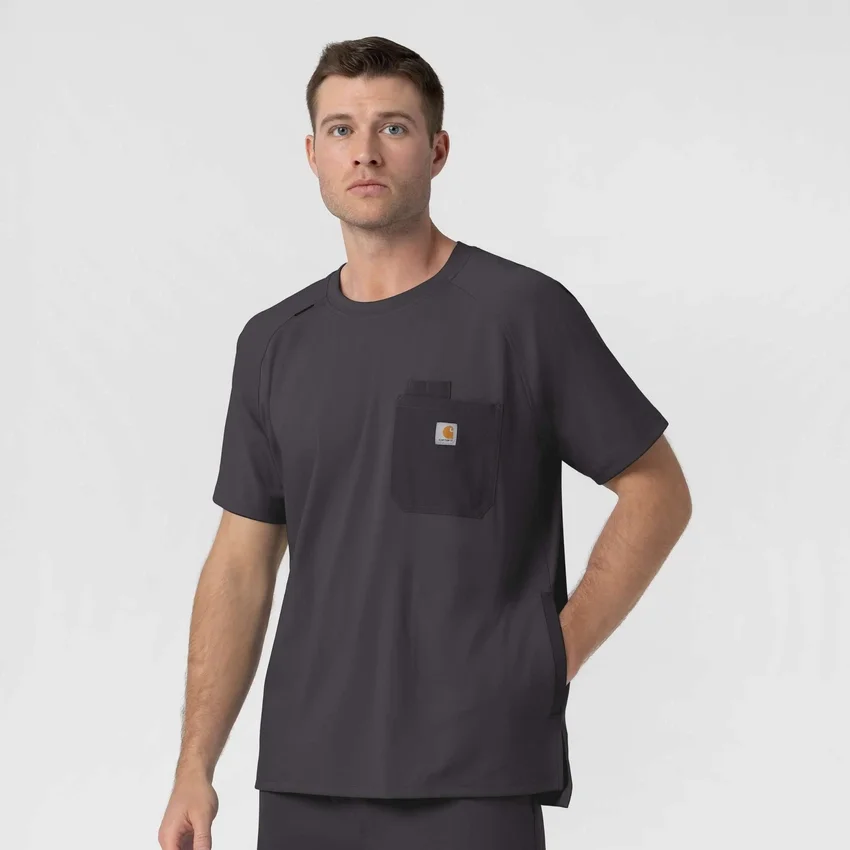 Force Cross-Flex strikket scrubs-bluse med rund hals