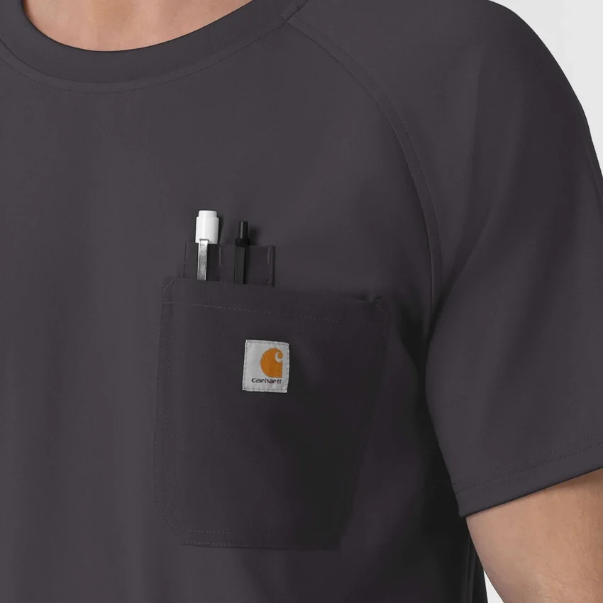 Force Cross-Flex strikket scrubs-bluse med rund hals