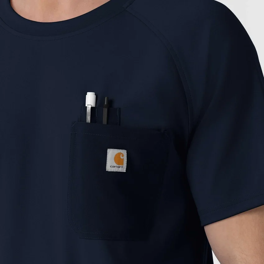 Force Cross-Flex strikket scrubs-bluse med rund hals