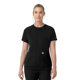 Force Cross-Flex strikket scrubs-bluse med rund hals til kvinder