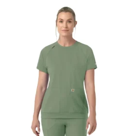 Force Cross-Flex strikket scrubs-bluse med rund hals til kvinder