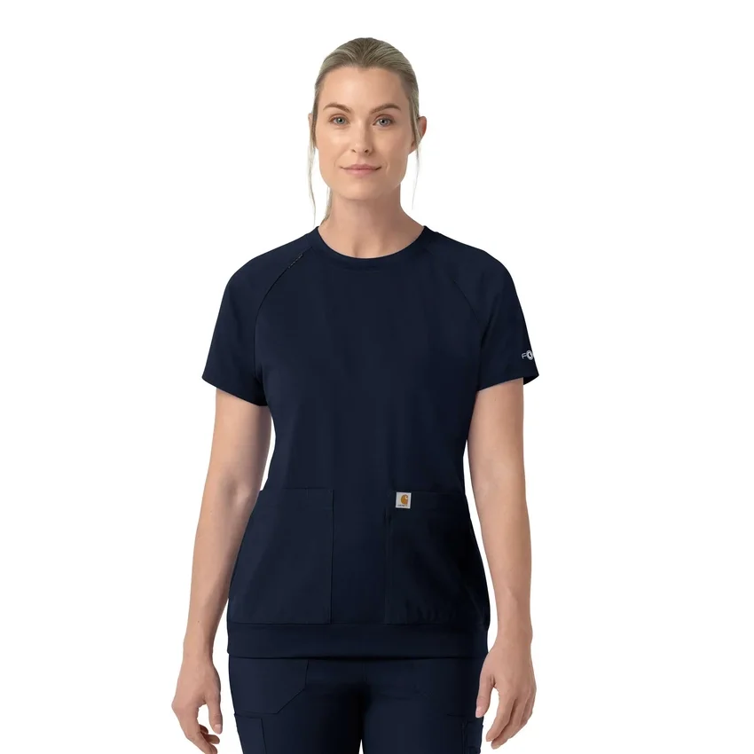 Force Cross-Flex strikket scrubs-bluse med rund hals til kvinder