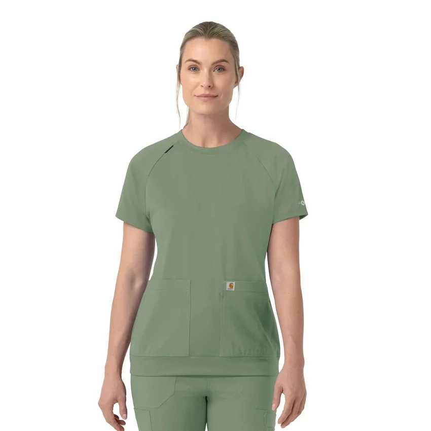Force Cross-Flex strikket scrubs-bluse med rund hals til kvinder