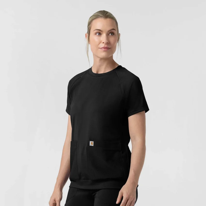 Force Cross-Flex strikket scrubs-bluse med rund hals til kvinder