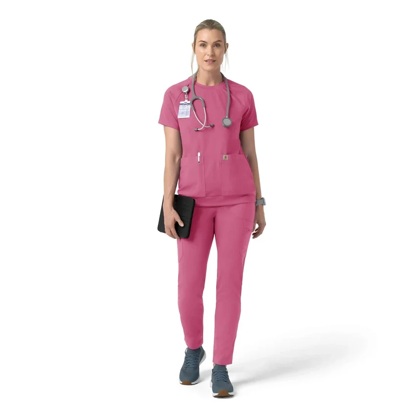 Force Cross-Flex strikket scrubs-bluse med rund hals til kvinder