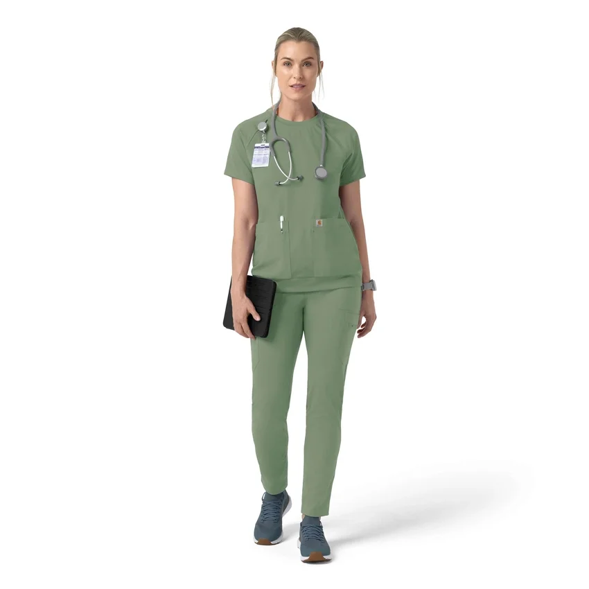 Force Cross-Flex strikket scrubs-bluse med rund hals til kvinder