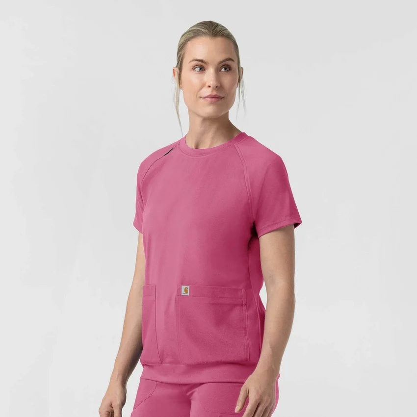Force Cross-Flex strikket scrubs-bluse med rund hals til kvinder