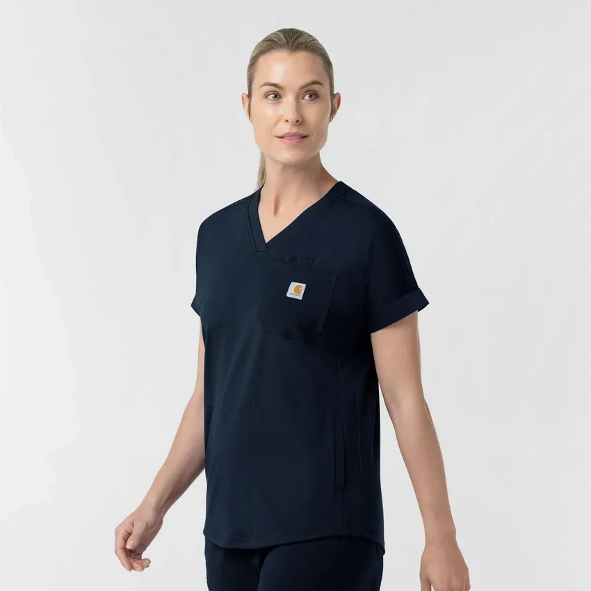 Force Cross-Flex strikket V-hals-scrubbluse til kvinder