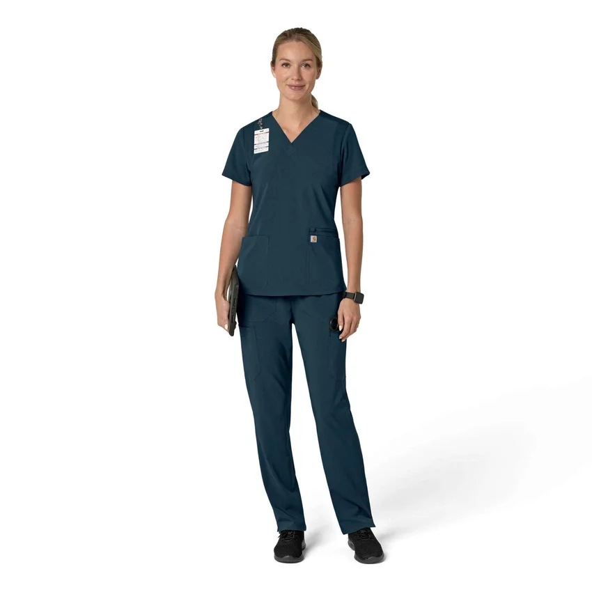 Force Cross-Flex V-hals-scrubbluse til kvinder med flexpaneler