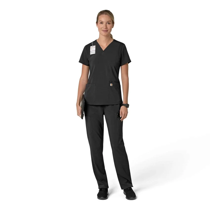 Force Cross-Flex V-hals-scrubbluse til kvinder med flexpaneler