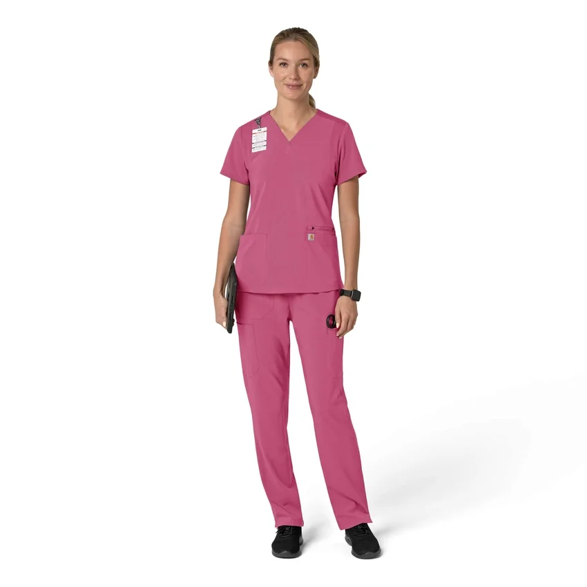 Force Cross-Flex V-hals-scrubbluse til kvinder med flexpaneler