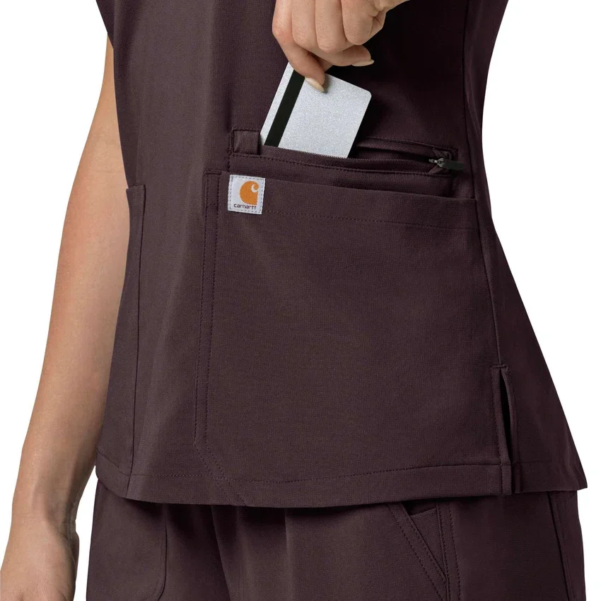 Force Cross-Flex V-hals-scrubbluse til kvinder med flexpaneler